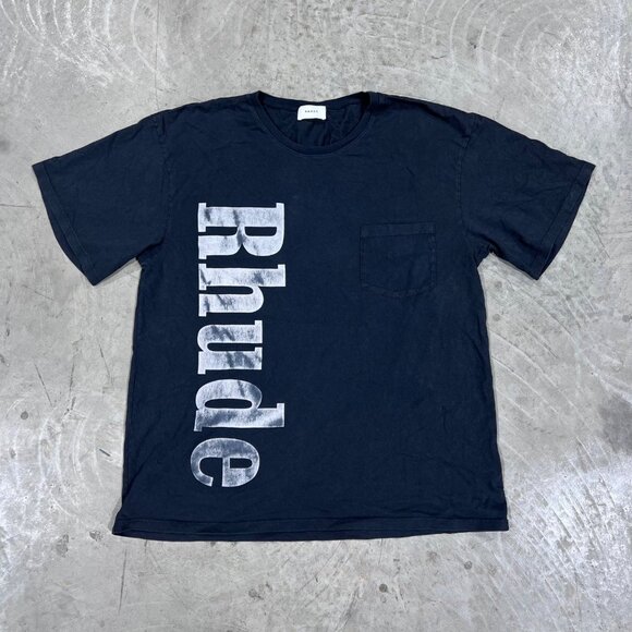 NEW RHUDE SIDE LOGO BLACK TEE SZ L - Picture 1 of 8